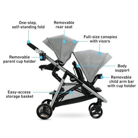 oxford cloth
Imported
Added body support cushion
Small-folding stroller rides like a double, but folds like a single stroller, making transport and storage easy
Includes two stroller seats, a bench seat, and a standing platform for multiple options as your family grows
Close-to-you rear seat makes connecting with baby easier Independent Toddler, Folding Stroller, Infant Car Seats, Twin Strollers, Double Stroller, Baby Ready, Ride Along, Country Kids, Double Strollers