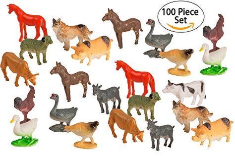 Big Mos Toys Mini Plastic Educational Farm  Animal Toy 100Piece -- Read more at the image link. (This is an affiliate link) Mini Farm Animals, Farm Animal Toys, Animal Learning, Farm Animal Party, Party Giveaways, Mini Farm, Animal Toys, Party Pack, Plastic Animals