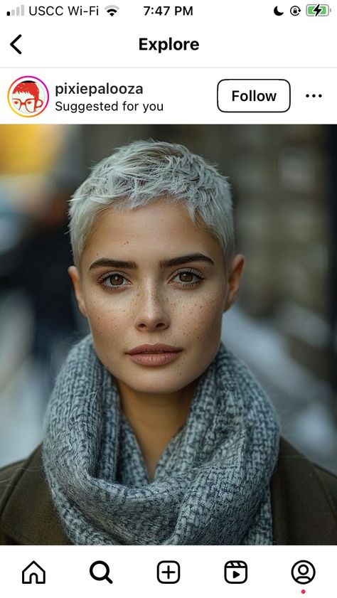 Haircuts For Extremely Thinning Hair, Short Pixie Haircut For Thick Hair, Buzz Cuts For Women Over 50, Pixie Haircut 2024 Trends Women, Super Short Pixie Hair, Micro Pixie Haircut, Short Gray Hair Edgy, Cool Pixie Haircut, Punk Pixie Cut