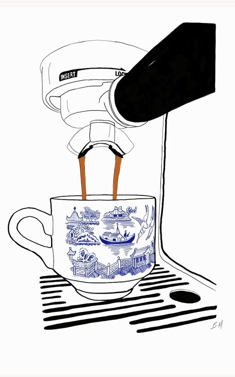 Drinking Coffee Illustration, Espresso Illustration, Coffee Illustrations, Drawing Borders, French Oven, Coffee Cartoon, Coffee Drawing, Pen Art Drawings, Coffee Wallpaper