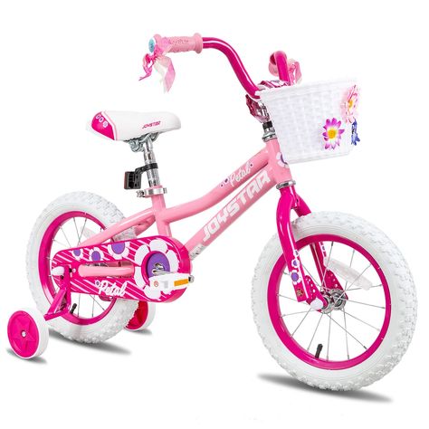 JOYSTAR Petal Girls Bike for Toddlers and Kids, 12 14 16 20 Kids Bike with Basket for Age 2-12 Years Old Girls, Children's Bi Toddler Girl Bike, Toddler Bicycle, Cycle For Kids, Pink Wheels, Bike With Training Wheels, Bike With Basket, Toddler Bike, Pink Bike, Princess Kids