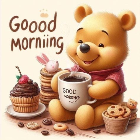 Gif Good Morning Images, Gif Good Morning, Morning My Love, Good Morning Animals, Pooh Pictures, Good Morning Cartoon, Good Morning Wishes Gif, Good Morning Greeting Cards, Good Morning Funny Pictures