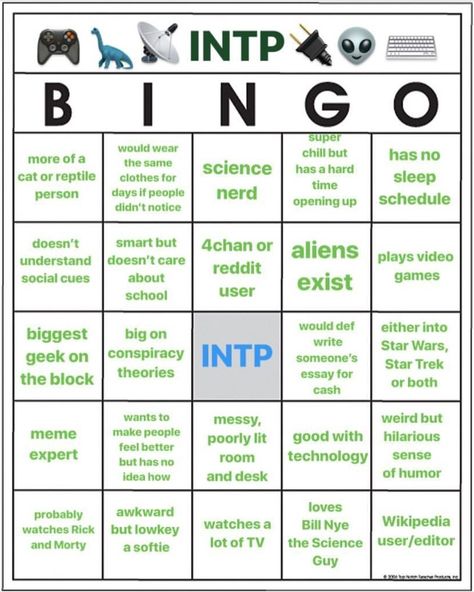 Intp Bingo, Intp Mood, Mbti Bingo, Intp Core, Intp Mbti, Taurus Memes, Intp Personality Type, Intp T, Bingo Template