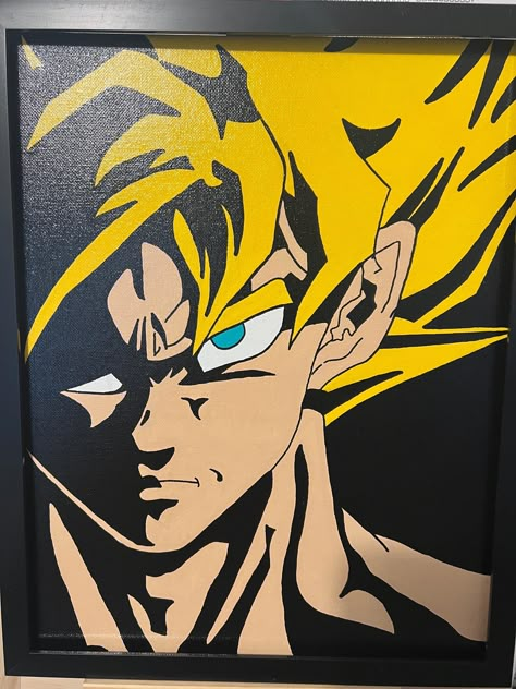 Goku Acrylic Painting, Dragonball Z Painting, Goku Paintings, Goku Painting, Goku Canvas, Canvas Painting Easy, Etsy Paintings, Anime Canvas Painting, Naruto Sketch Drawing