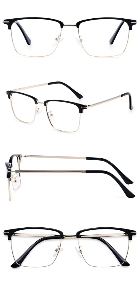 Black And Gold Glasses Frames, Slightly Angled Glasses, Glass Frames For Men Style, Oblong Face Glasses, Browline Glasses Men, Browline Glasses Women, Brow Line Glasses, Popular Glasses, Glasses For Oval Faces