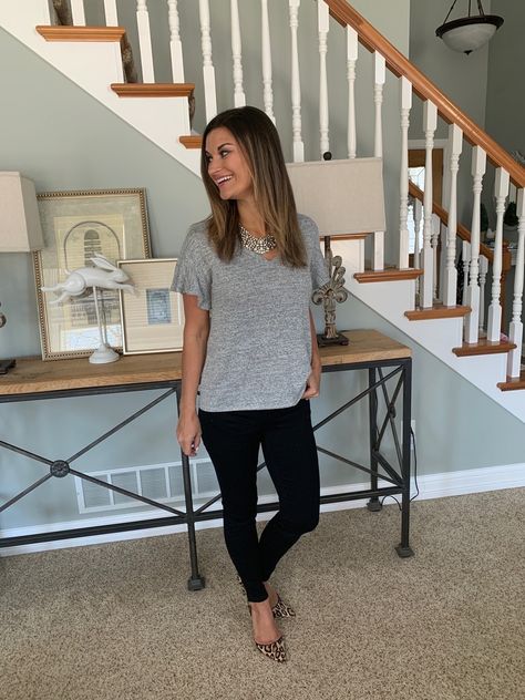 Simple spring outfit for work #justpostedblog #ShopStyle #shopthelook #MyShopStyle #OOTD #LooksChallenge #ContributingEditor #Lifestyle Gray Shirt Outfit Women Work, Gray Shirt Outfit Women, T Shirt Work Outfit, Spring Outfit For Work, Grey Top Outfit, Gray Shirt Outfit, Target Favorites, Simple Spring Outfits, Outfit For Work