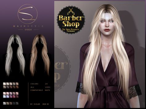 The Sims Resource - (Barber Shop) - Long ombre hair 010524 Hair Ts4, Long Messy Hair, Long Ombre Hair, Sims 4 Hair Male, Pelo Sims, Club Hairstyles, All Hairstyles, Sims 4 Cc Packs, Sims Hair