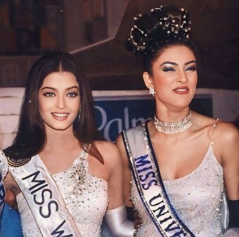 Aishwarya Rai and sushmita sen  Miss World and miss universe   #aish #bollywood #missworld1994 Aishwarya Rai Movies, Aishwarya Rai Wedding Pictures, Vintage Photography Women, Sushmita Sen, Bollywood Posters, Vintage Bollywood, Model Inspo, Miss Universe, Miss World