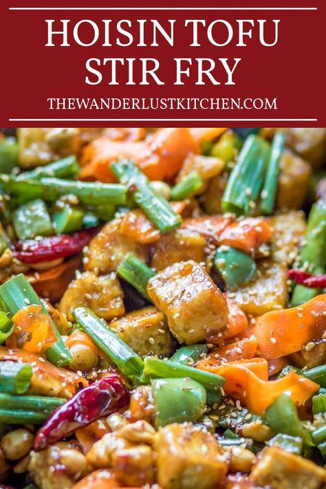 Hoisin Sauce Stir Fry, Stir Fry With Peppers, Tofu Stir Fry Recipe, Hoisin Tofu, Sticky Sauce, Carrots Recipe, Tofu Stir Fry, Stir Fry Recipe, Stir Fry Sauce