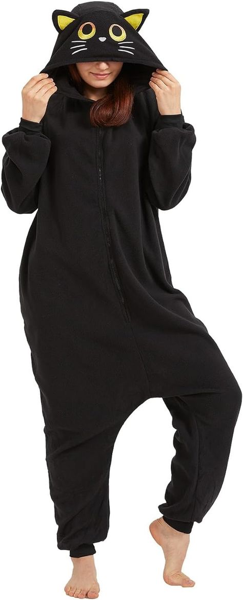 Amazon.com: AMAMHAHAVA Cozy Black Cat Onesie Pajamas for Adults Halloween Costume One-Piece Cosplay Christmas Sleepwear : Clothing, Shoes & Jewelry Cat Onesie, Onesie Costumes, One Piece Cosplay, Adult Pajamas, Onesie Pajamas, One Piece Pajamas, Adult Halloween Costumes, Halloween Outfits, Black Cat