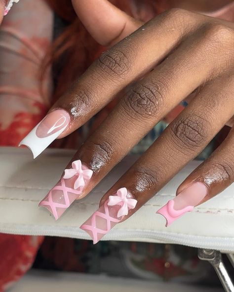 pink birthday set �🎀🤍 - if you’re seeing this dm @nails.bydaya_ to book an appt 🤍 - - - - - - - - - - - - #pinknails #girlynails #coquettenails #pinkbow #corsetnails #corsetnailart #birthdaynails #pinkcoquettenails #pinkaesthetic #pinknaildesign #fyp #gelxnails #gelxnailtech #bptnailtech #ctnailtech #ctnails #bptnails #bridgeportnails #bridgeportct #bridgeportnailtech #bridgeportctnailtech #bridgeportctnails #beginner #notaprofessional #justforfun #nailart #naildesigns #nailinspo #nails.byda... Corset Nails Designs, Corset Nails, Nail Journey, Nails Design With Rhinestones, Pink Corset, Acrylic Nails Designs, Pink Nail Designs, Short Acrylic Nails Designs, Short Acrylic