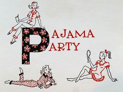 VINTAGE PAJAMA PARTY Invitation Card UNUSED MCM Teen Girls Polka Dot PJ's - $7.00 | PicClick Sleepover Birthday Invitations, Pajama Party Kids, Pajama Birthday Party, Pajama Birthday Parties, Vintage Pajama, Sweet Sixteen Birthday Party Ideas, Sleepover Birthday, Vintage Pajamas, Pj Party