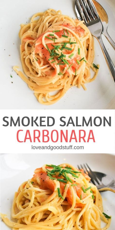 Smoked Salmon Carbonara, Salmon Carbonara, Salmon Pasta Recipes, Smoked Salmon Pasta, Smoked Salmon Recipes, Easy Pasta Dishes, Salmon Pasta, Salmon Dinner, Pescatarian Recipes