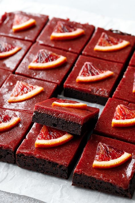 Halloween Tart Recipe, Blood Orange Curd, Cafe Desserts, Orange Brownies, Orange Curd, Fudgy Brownie, Brownie Toppings, Brownies Recipe, Blood Orange