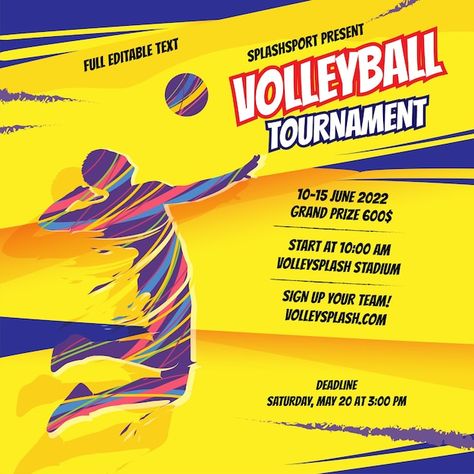 Volleyball League Poster, Volleyball Tournament Poster Design, Volleyball Tournament Poster, Tournament Flyer Design, Volleyball Background, Sports Invitation, Tournament Poster, About Volleyball, Volleyball Poster