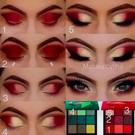 Eye Makeup For Brown Eyes, Maquillage Yeux Cut Crease, Christmas Eye Makeup, Red Eye Makeup, Makeup Pictorial, Beginners Eye Makeup, Eye Makeup Techniques, Makeup Artist Tips, Makeup Tutorial Eyeshadow