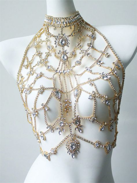 Sexy Luxurious Flower Shape Rhinestone Body Chain For Women, Exaggerated And Delicate Beach Bikini Accessories Summer PartyI discovered amazing products on SHEIN.com, come check them out! Rhinestone Body Chain, Chain For Women, Clothing Websites, Beaded Top, Flower Shape, Amazing Products, Chain, For Women, Beauty