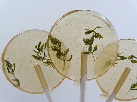 Orange Blossom Thyme Lollipop Gourmet Lollipops, Lollipop Recipe, Vegan Wedding Cake, Slavic Folklore, Fresh Fruit Recipes, Healthy Herbs, Edible Flowers, Fruit Recipes, Orange Blossom