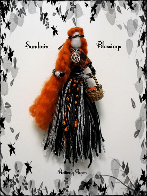 Diy Pagan Crafts, Goddess Dolls Diy, Pagan Samhain, Samhain Crafts, Witch Doll Patterns To Sew, Samhain Decorations, Macrame Witch Doll, Witch Doll Sewing Pattern, Witch Rag Doll Pattern