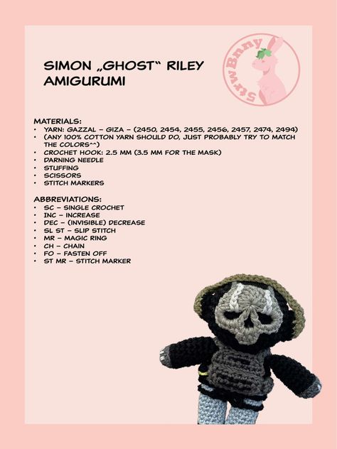 Free Pdf Pattern Crochet, Crochet Call Of Duty, Knit Plushies Pattern Free, Crochet Plushie Clothes, Free Crochet Patterns Gifts, Crochet Amigurumi Ideas, Increase Crochet, Crochet Templates, Ghost Crochet Pattern