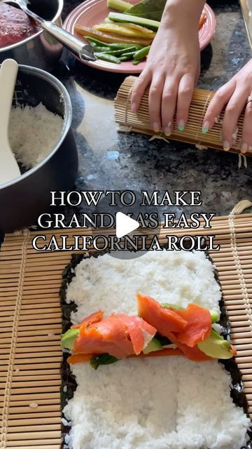 California Roll Recipe, California Roll Recipes, Smoked Salmon Cream Cheese, Sushi Mat, Bowl Of Rice, Nori Seaweed, California Roll, Roll Recipe, Sticky Rice