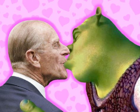 my new fave celeb couple Shrek Kissing, Prince Phillip, Shrek, Celebrity Couples, Ronaldo, Travel Pillow, Prince, Funny Pictures, Kiss