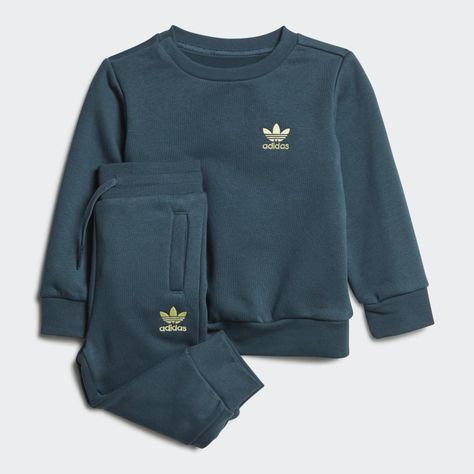 adidas Adicolor Crew Set - Turquoise | Kids' Lifestyle | adidas US Adidas Adicolor, Look Adidas, Adidas Original, Adidas Kids, Adidas Shop, Adidas Outfit, Workout Sweatshirt, Shop Sweatshirts, Adidas Online