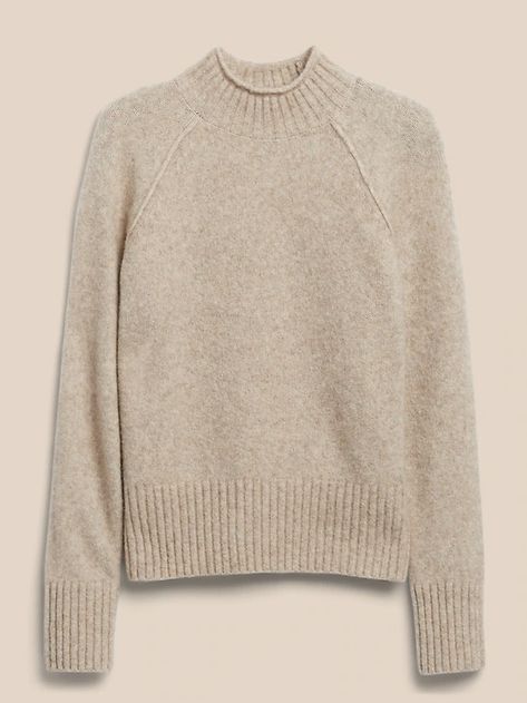 Relaxed Mock-Neck Sweater | Banana Republic Mom Style Fall, Crew Neck Sweaters Women, Joanna Gaines Style, Preppy Winter, Unique Yarn, Warm Sweater, Short Cut, Banana Republic Sweater, Warm Sweaters