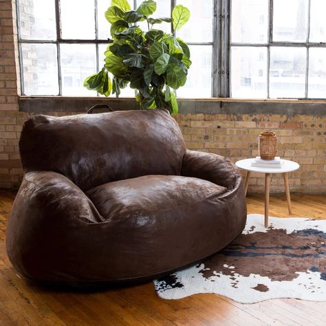 Bean Bag Lounge Chair, Leather Bean Bag Chair, Leather Bean Bag, Faux Fur Bean Bag, Sophisticated Furniture, Bean Bag Lounger, Large Bean Bags, Bean Bag Sofa, Eames Lounge Chair