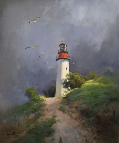 Lighthouse Drawing, Lighthouse Painting, Lighthouse Pictures, Lighthouse Art, Hur Man Målar, Watercolor Landscape Paintings, Light Houses, Nature Art Painting, Light House