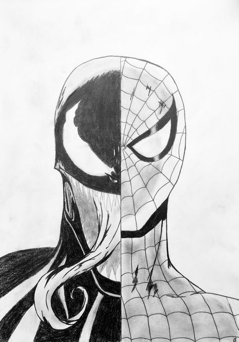 spider-man/venom comic fanart Spider Man And Venom Drawing, Spiderman And Venom Drawing, Venom Art Drawing, Spider Man Drawing Sketches, Venom Sketch, Spider Man And Venom, Venom Drawing, Side Face Drawing, Venom Comic