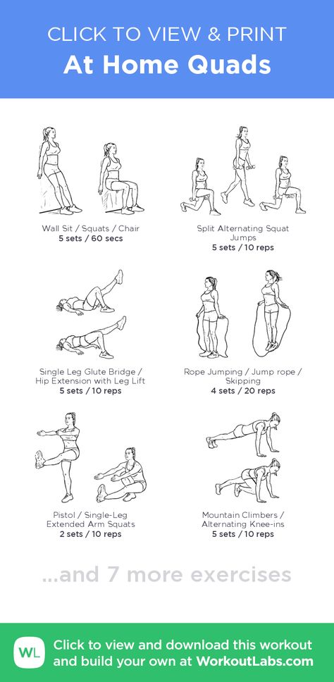 At Home Quads – click to view and print this illustrated exercise plan created with #WorkoutLabsFit Strengthen Quads At Home, Workout For Quads At Home, At Home Quad Workout No Equipment, Good Quad Workout, Quads Workout At Home No Equipment, Quads Home Workout, Quad Exercises No Equipment, Quad Focused Leg Day At Home, Hard Leg Workout At Home