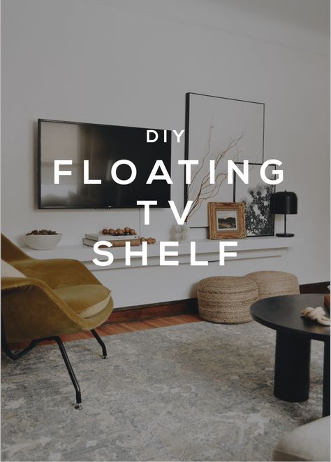 Floating Shelves Under Tv, Shelf Above Tv, Floating Media Shelf, Tv Shelf Ideas, Floating Shelf Tv Stand, Shelves Under Tv, Tv Floating Shelves, Hall Makeover, Floating Shelf Under Tv