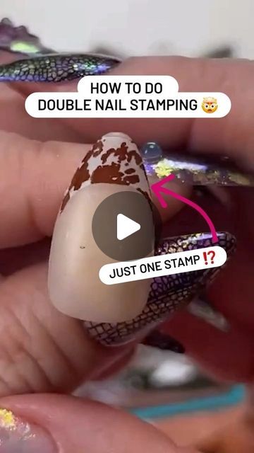 Maniology▪️Nail Stamping on Instagram: "🤯TWO stamps in ONE?! Double stamping is a simple technique to add intricate patterns to solid stamping designs. This beginner friendly stamping technique involves layering designs and using wet polish to adhere the top design. It's super easy to do. ⁠ ⁠ ✨️ How To Double Stamp ✨️⁠ 1) Apply a base color to your nails.⁠ 2) Choose two nail stamping designs, one with a pattern and one without.⁠ 3) Apply polish to a patterned design, scrape excess polish, and pick up the pattern with your stamper.⁠ 4) Now apply polish to a solid design, scrape and pick it up with the patterned stamp on your stamper.⁠ 5) Stamp onto your nails!⁠ 6) Repeat the process on all nails and seal with top coat.⁠ ⁠ 💅For more DIY nail art tips, tricks, and tutorials, like, follow, a Double Stamping Nail Art, Nail Stamping Tips And Tricks, Gel Stamping Nails, Short Nail Stamping Designs, Stamping Nail Art Tutorial, Nail Stamping With Gel Polish, Reverse Nail Stamping, Nail Art Stamping Designs, Reverse Stamping Nail Art