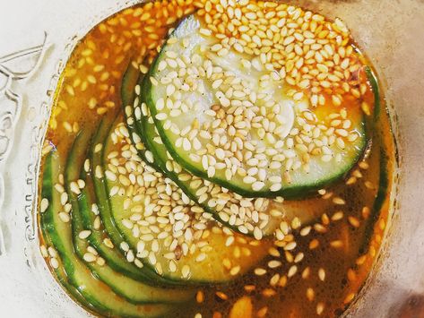 Japanese Pickled Cucumbers, Sunomono Recipe, Sesame Seeds Recipes, Cucumber Kimchi, Japanese Pickles, Pickled Cucumbers, Pickled Cucumber, Quick Pickled Onions, Home Canning Recipes