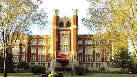 The senior apartment building now known as Normal Towers in Monroe, Michigan, was once the Hall of the Divine Child school. Here's the story about that building. #MichiganHistory George Custer, Monroe Michigan, Senior Apartments, Michigan Girl, Lazy Boy, Christie Brinkley, Go Blue, Boarding School, Local History