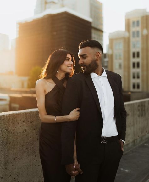 Couple Elegant Poses, Iluvsarahii Engagement Photos, Couples Photoshoot City Night, Black Engagement Photos Outfits, Elegant Couple Poses, Anniversary Shoot Ideas Couple, Couple Anniversary Photoshoot Ideas, Court Elopement, Glam Engagement Photos