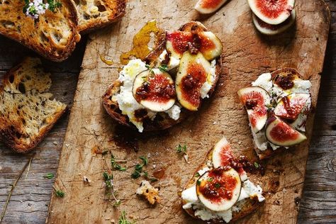 Kasundi is a rich Indian tomato sauce that marries beautifully with sweet figs. Tomato Kasundi, Fig Season, Plum Crumble, Thyme Recipes, Crostini Recipes, Light Salad, Delicious Magazine, On Toast, Juicy Fruit