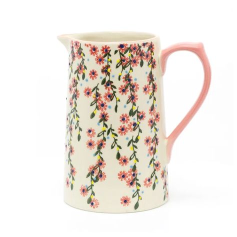 My Favourites Lists | Wayfair.co.uk Water Jug Painting Ideas, Pottery Painting Vase Flowers, Milk Jug Pottery Painting, Ceramic Flower Vase Design, Pottery Painting Ideas Pitcher, Pottery Painting Milk Jug, Painted Pitcher Ideas, Hand Painted Jug, Pottery Painting Ideas Jug