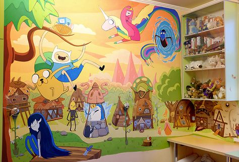 Commercial mural for the teen's room. With all respect and love to Pendleton Ward, Dan James and Co. Adventure Time Nursery Ideas, Adventure Time Room Ideas, Adventure Time Mural, Adventure Time Bedroom Ideas, Adventure Time Decorations, Adventure Time Room Decor, Adventure Time Nursery, Adventure Time Bedroom, Adventure Time Decor