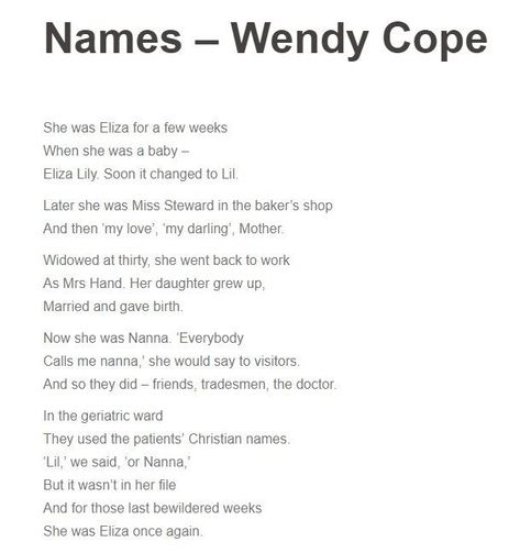 Wendy Cope Poems, Wendy Cope, Christian Names, Baker Shop, Proverbs Quotes, English Tips, Literary Quotes, Back To Work, Pretty Words