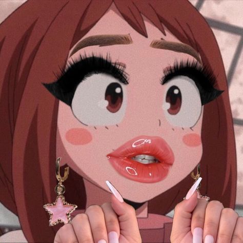 Ochako Uraraka Pfp, Anime Funny Face, Uraraka Pfp, Mha Uraraka, Makeup Anime, Anime Meme Face, Anime Acrylic, Ochaco Uraraka, Anime Mems