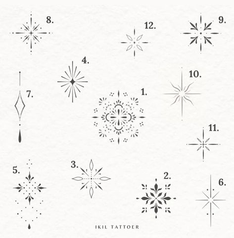 Star Ornament Tattoo, Simple Christmas Tattoo, Fine Line Snowflake Tattoo, Ornamental Filler Tattoo, Colored Fine Line Tattoo, Christmas Ornament Tattoo, Ornament Drawing Patterns, Small Mexican Tattoo For Women, Filler Doodles