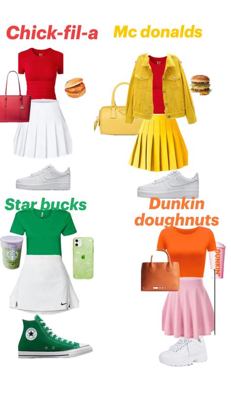 Fast Food Outfits, Starbucks Worker, Fast Food Restaurants, Starbucks Drink, Fast Food Restaurant, Chick Fil A, Halloween Outfit, Starbucks Drinks, Outfit Idea