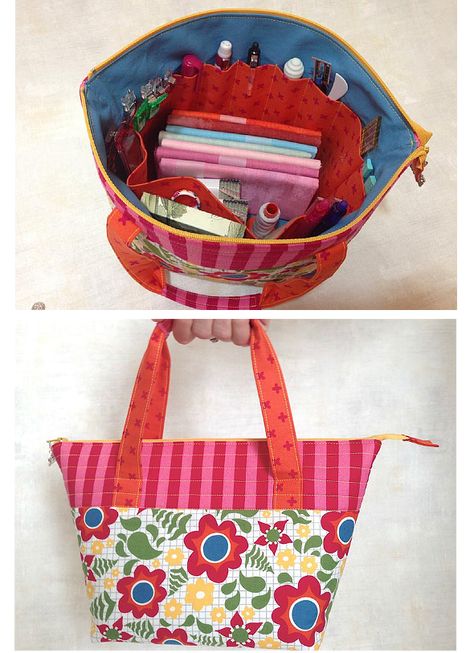 This Bag is Perfect for Sewing Tools and Notions - Quilting Digest Quilting Digest, Sewing Machine Quilting, Notions Bag, Quilting Tools, Fabric Boxes, Pouch Pattern, Vintage Jewelry Box, Lots Of Pockets, Fabric Baskets