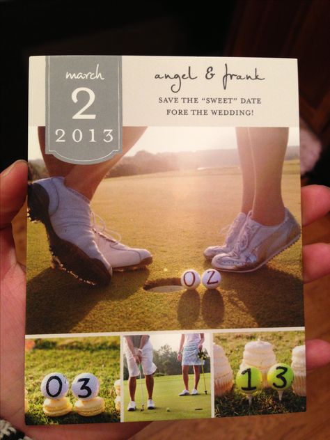 Golf theme Save The Date, by love and sparrows events. https://www.facebook.com/loveandsparrowsevents Golf Wedding Ideas, Theme Wedding Ideas, Golf Wedding Theme, Wedding Golf, Teal Wedding Colors, Save The Date Ideas, Facts About Cats, Golf Wedding, Sports Wedding