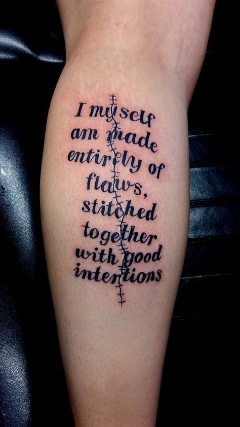 Stiches Tattoos Medical, Sweet Tattoo Ideas, 4 Life Tattoo, Born Sick Tattoo, Leg Tattoo Idea, Tattoo Idea For Women, Unbreakable Tattoo, Cute Thigh Tattoos, Survivor Tattoo