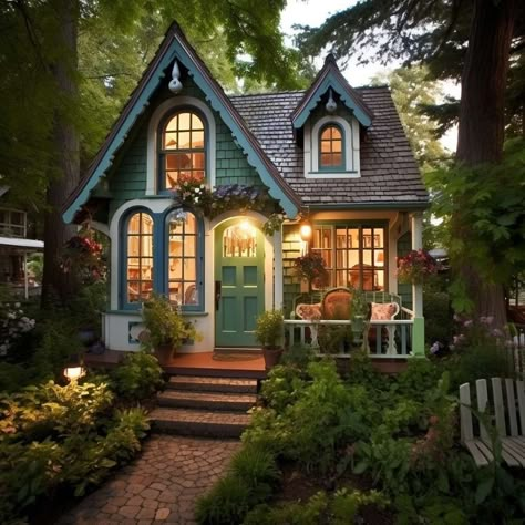 16 Inspiring Tiny House Plans That Are Thoughtfully Designed for You Cottage Tiny Home Plans, Tuscan Tiny House, Tiny Craftsman House, Magical Tiny House, English Cottage Tiny House, Tudor Tiny House, Tiny House Sunroom, Cottage Style Decorating Small Houses, Tiny Victorian House Plans