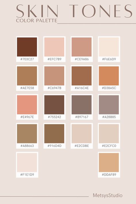 { #colorpalette #colors #brown #cream #skin #skintones #ideas #designers #design } Colour Skin Palette, Skin Tone Pallet, Skin Tones Color Palette, Bloxburg Colors, Skin Tone Color Palette, Skin Color Paint, Skin Tone Color, Skin Palette, Colour Codes