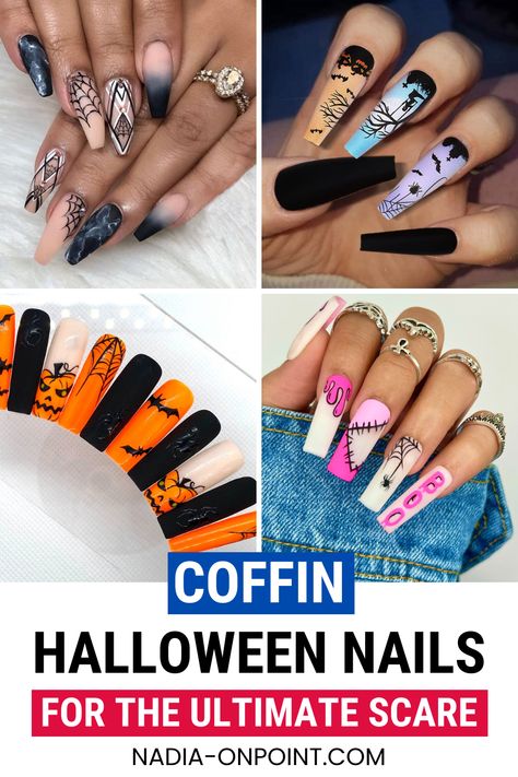 Nails Ideas Aesthetic! Here you will find some of the best Coffin Halloween Nails for the ultimate scare! white halloween nails coffin | red halloween nails coffin | disney halloween nails acrylic coffin | nails inspiration coffin halloween | coffin halloween nails easy | halloween nails coffin shape | halloween themed nails acrylic coffin | coffin halloween nails black | coffin halloween nails acrylic simple. Disney Halloween Nails Acrylic, Halloween Coffin Nail Ideas, Halloween Themed Nails Acrylic, Themed Nails Acrylic, Halloween Nails Coffin Shape, Halloween Nails Acrylic Simple, Halloween Nails Acrylic Coffin, Halloween Coffin Nails, Coffin Halloween Nails